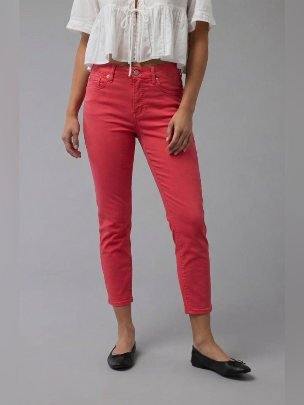 Seven7 High Rise Skinny Crop Jeans Size 10 Womens Melon Pink Measures 30 x 24.5